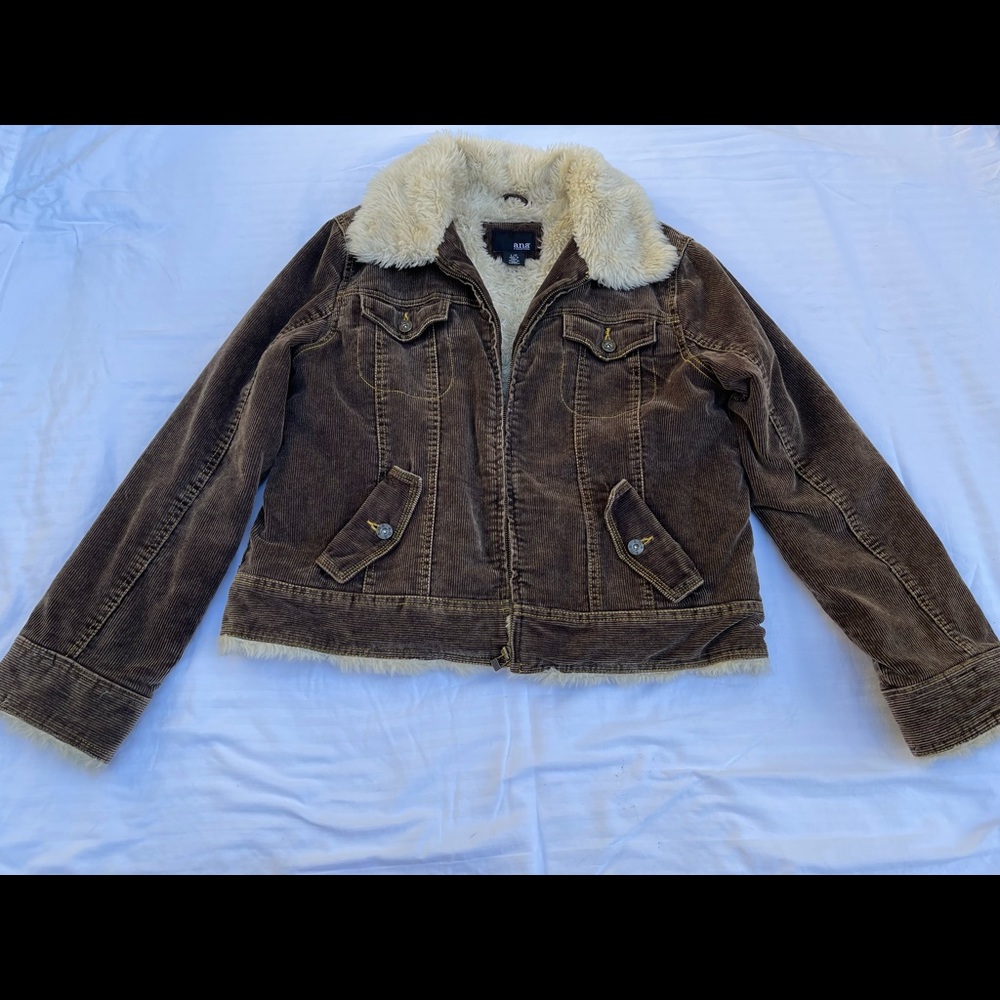A.N.A. Corduroy and Faux Shearling Jacket - Size Large